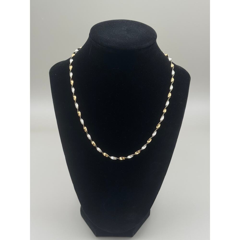 Vintage Karizia Spa Italy KA 1772 925 Gold Twisted Herringbone Necklace